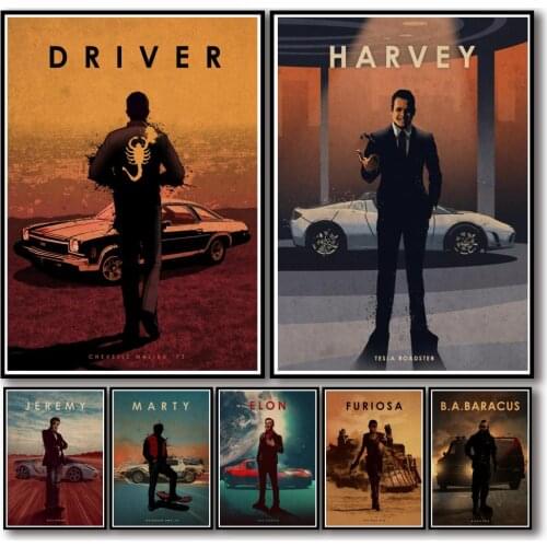 33 Designs Famous Movie Characters Car Legends Kraftpaper Poster Funny Abstract Wall Sticker for Coffee House Bar 1