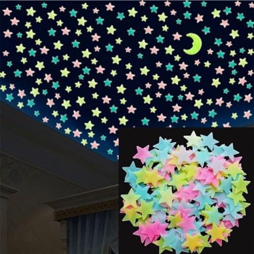 3D Energy Storage Luminous Star Snowflake Stickers Color Fluorescent Wall Stickers DIY Childrens Gifts Home Decoration