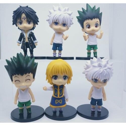 6pc Hunter x Hunter Anime Figure Gon Freecss Killua Kurapika Brigade Leader Kulolo Action Figure Figurine Model Doll Toys