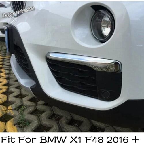 Lapetus Accessories Exterior Front Head Fog Light Lamp Eyelid Eyebrow Cover Trim 2 Pcs For BMW X1 F48 2016 2017 2018 2019 ABS