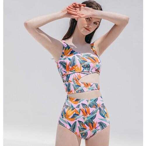 Hollow-out Two Piece Swimsuit Women Solid Swimwear Lace-up Tankini Push Up Swim Suit High Waist Bathing Suit Padded Beachwear