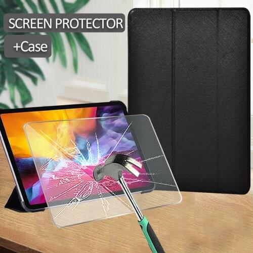 Tablet Case for Apple IPad Pro 11 2018 2020 2021/Air 4 10.9" Tri-fold Protective Sleeve Smart Folding Stand Cover+Tempered Film