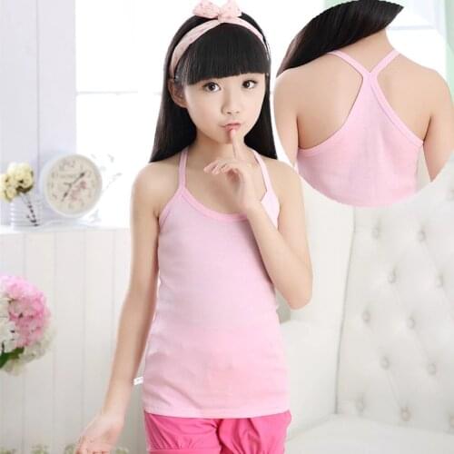 Kids Vests Cotton Solid Tops For Boys Girls Underwear Girls Camisole Kids Undershirt Child Summer Singlets Boy Girl 2-12Y