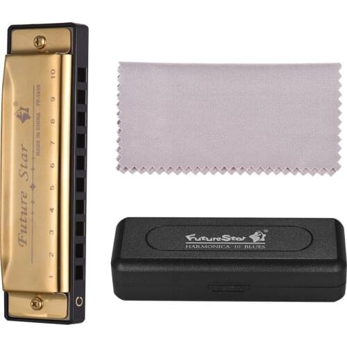10 Holes Key of C Diatonic Harmonica Mouthorgan ABS Mirror Surface Design Harmonica for Beginners Professional Students Kid