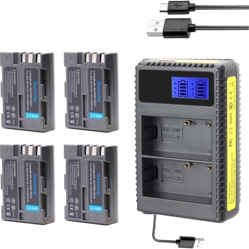 Doscing 4Pcs EN-EL3E EN EL3E ENEL3E Battery + LCD Dual Charger for Nikon D70 D70S D80 D90 D100 D200 D300 D300S D700 Camera