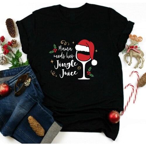Mama Needs Her Jingle Juice Colored T-shirt Funny Holiday Drinking Tshirt For Mom Cute Women Winter Christmas Gift Top Tee Shirt