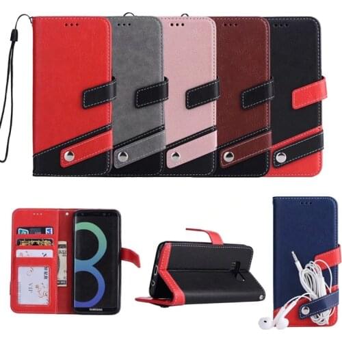 Leather Wallet Case For Samsung S20 Ultra Plus A20 A30 A20E Note 10 S10 S10e Hit Color Hybrid TPU Cover Holder Pouch Strap 50PCS