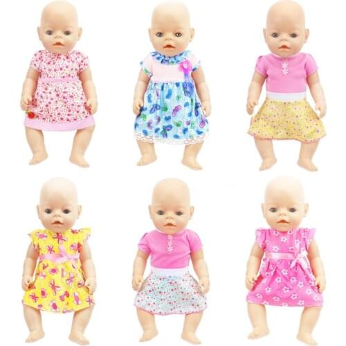 Floral Dress Baby Doll Clothes fit 18 inch Our Generation Girls Doll & 43 cm Baby Newborn, Toys 18 inch USA Dolls Accessories