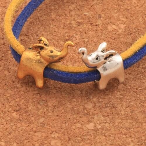 Elephant Metal Big Hole Beads MIC 15x16x6.5mm 30PCS Zinc Alloy antiquegold Dangle Fit European Charm Bracelets L1331