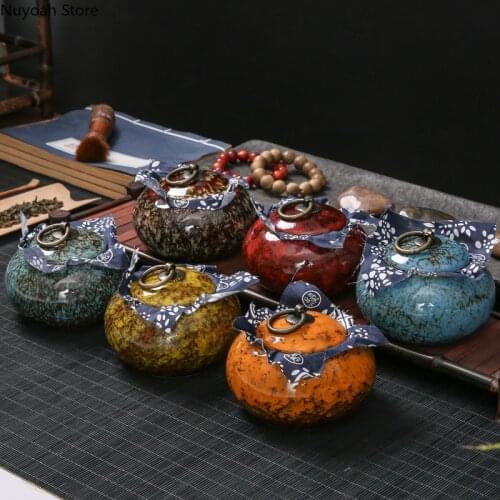 Mini Sealed Ceramic Storage Jar Celadon Tea Caddy Household Storage Jar Handicraft Storage Box Home Decoration Accessories
