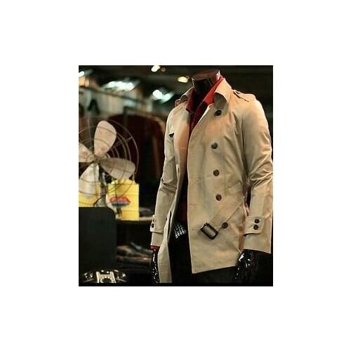 Medium-long slim fashion trench coat men double breasted overcoat long sleeve mens clothing business spring big size S - 9XL