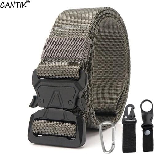 CANTIK New Black Tactics Military Training Multifunctional Outdoor Sport A Letter Buckle Durable Nylon Belt Men 3.8cm CBCA160