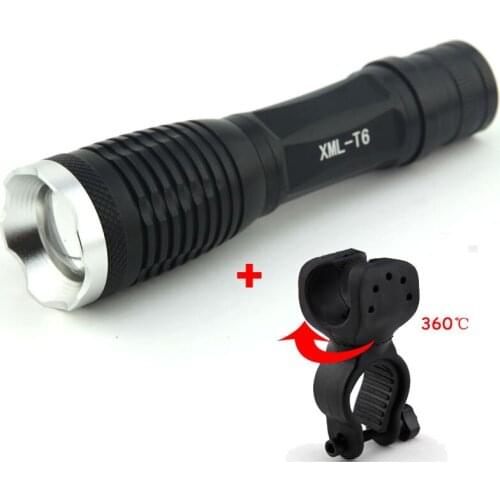 New Bicycle Light 3000 Lumens 5 Mode Zoomable XM-L T6 LED Bike Light Front Torch + Holder For Bike Use 18650 or 3AAA