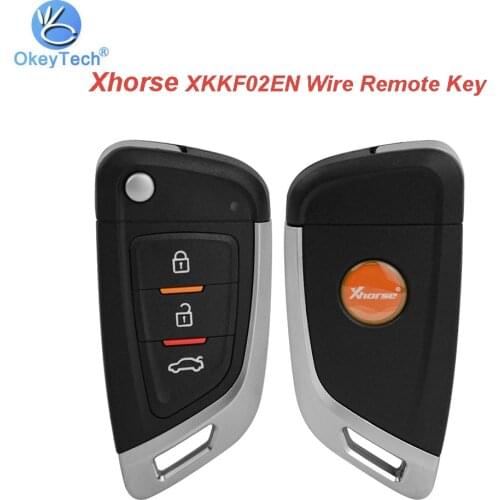 OkeyTech 5Pcs Xhorse XKKF02EN Wire Remote Car Key Knife Flip Universal 3 Buttons English Version for VVDI VVDI2 Key Tool
