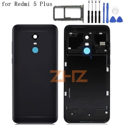 Original For Xiaomi Redmi 5 Plus Battery Back Cover Redmi 5Plus Rear Door Housing + Side Key Card Tray Holder+tools Repair Part