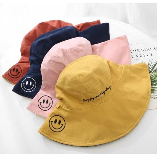 Fashion Happy everyday double-side Panama Bucket Hat wide eaves for Men Women Summer adjustable Hip Hop Gorros Fishing Cap