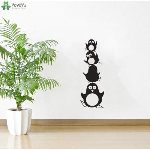 Penguin Cartoon Love Ship Wall Sticker Kids Girls Boys Teenager Room Vinyl Wallpaper Home Art Decoration Cute Penguin QQ437