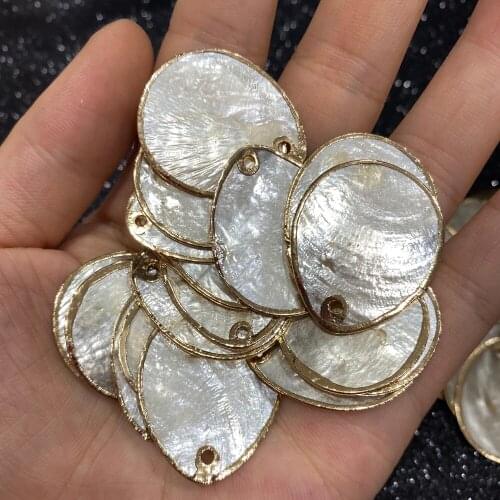 2pcs Natural Yellow Shell Pendant Mother of Pearl Charms Pendants For Jewelry Making DIY Earring Necklace Accessories 25x30mm