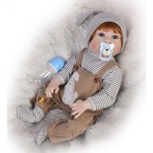 23inch Full Silicone Reborn Baby Doll Toys Real touch vinyl baby toddler Toddler Babies Dolls Bathe Toy Play House Toy boy baby