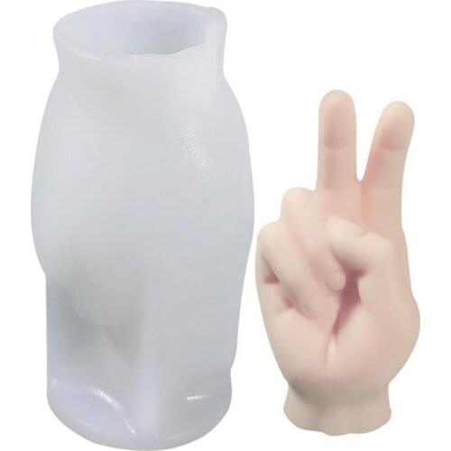 Durable Candle Mold Gesture Shaped BPA Free Non-stick 3D Victory Gesture Widely Applied Silicone Candle Mold for Candle Making