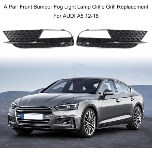 A Pair Front Bumper Fog Light Lamp Grille Grill Replacement For AUDI A5 12-16
