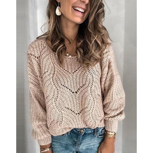 Women Hollow Out O-Neck Thin Sweaters Autumn Ladies Sexy Casual Long Sleeve Knitted Solid Color Pullovers Sweater Size S-XL