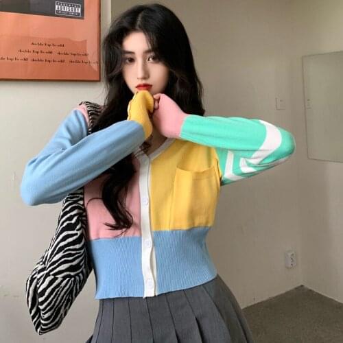 Womens Sweaters Japanese Kawaii Ulzzang Vintage Casual Loose Plaid Lazy Ins Sweater Female Korean Harajuku Clothing For Women