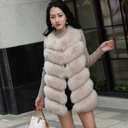 2021 new real natural fur fox vest ladies winter long section warm fashion six section fox vest