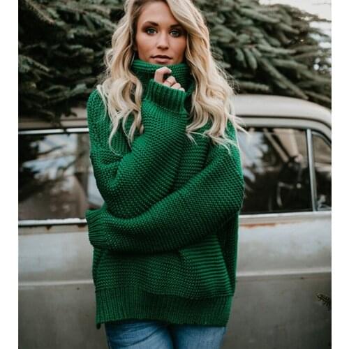 2018 Autumn Winter Women Sweater Solid Color Loose Turtleneck Pullovers Female Long Sleeve Casual Sweaters 6 Colour 5 Size