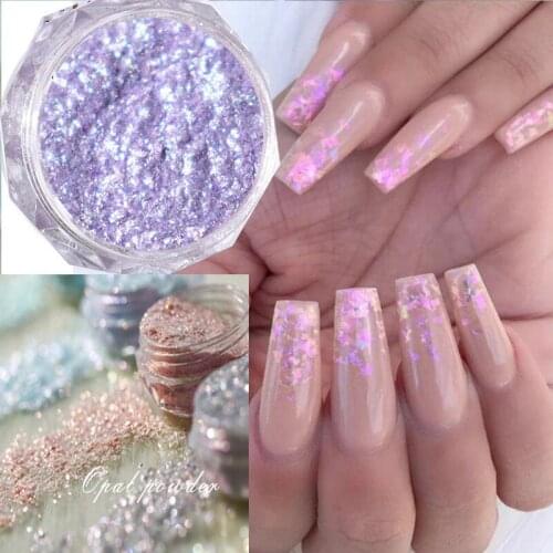 1Bottle Fine Nail Glitter/ Opal Powder Cloud Brocade Powder/Transparent Thin Ice/Aurora Shimmer Sequins Crystal Magic Powder UY