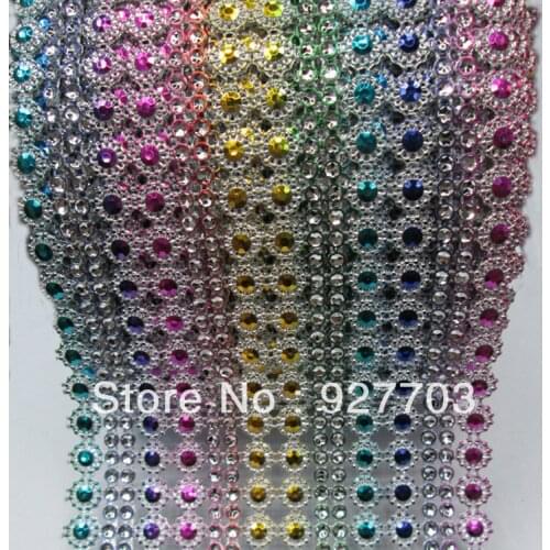 1 Yard 5 Colors 8 Rows Sparkle Rhinestone Crystal Diamond Mesh Wrap Roll Ribbon Wedding Party Diy Decor