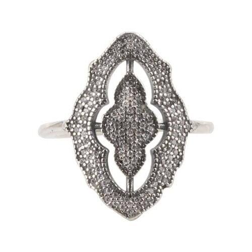 100% 925 Sterling Silver Pan Ring Creative Retro Petal Window Hollowed Out Simple Ring For Women Wedding Party Fashion Jewelry