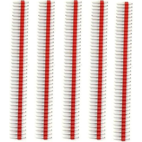 2.54mm Pitch 40 Way Red Male to Male Pin Header - Pack of 5