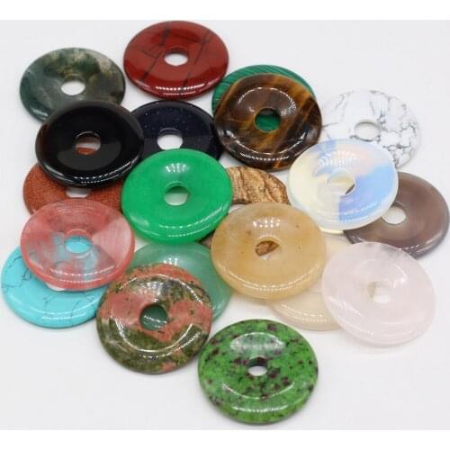 30mm Round Big Hole Beads Natural Stone Crystal Agates Turquoises Loose Bead for Jewelry Making DIY Charm Necklace Earring 1PC