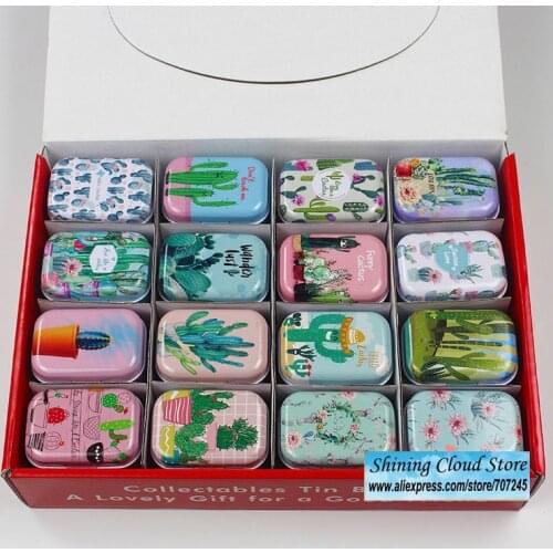 32pc/lot !Cactus model Mini cover Iron tin case / can/ metal cute pencil box / small Kit/candy storage gift box