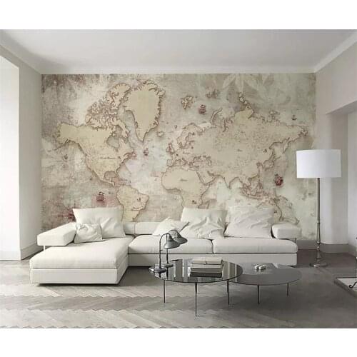Beibehang Custom Wallpaper 3d Photo Mural Vintage Style Old American Nordic World Map Background wall paper 3d papel de parede