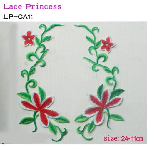 5 pairs 24X11 CM colorful lace fabric flower applique patch embroidered flowers stage cheongsam clothes diy accessories LP-CA11