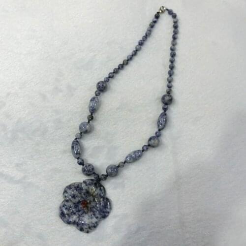 6pcs Boho Colorful Necklace Natural Stone Sodalite Carve Flower Agates Beads Hand Knot Rope Accessories Necklaces For Women Free