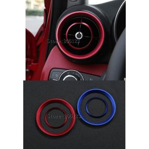 Free shipping 4pcs/lot For Alfa Romeo Giulia 2017 2018 Aluminum alloy front both sides Air conditioning outlet decoration cover