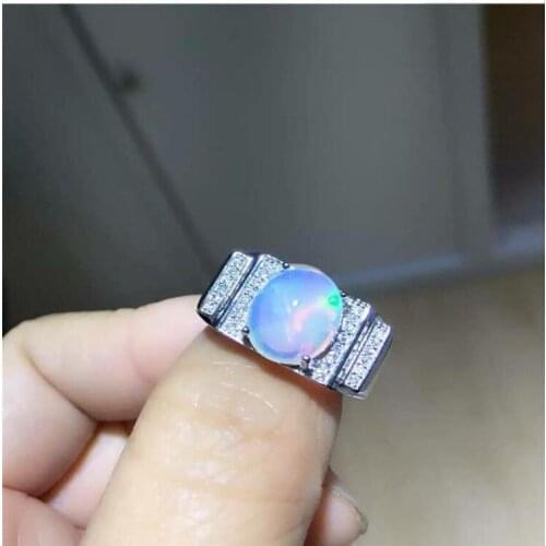 Free Shipping REAL S925 sterling silver inlaid Natural OPal ring 9*11mm High quality pure Gem good clarity For Men or Woman