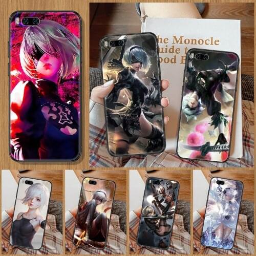 NieR Automata 2B Anime Phone Case For Xiaomi Mi Note 8 9 10 11 9T 10T A3 Lite Pro Ultra black luxury back art Etui painting