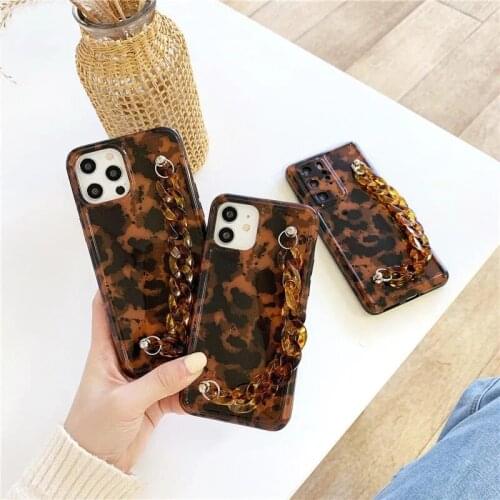Luxury Leopard Print Colorful With Bracelet Soft Phone Case for iPhone 11 Pro Max 12 Mini X XR XS 8 7 Plus SE 2020 Cover Fundas
