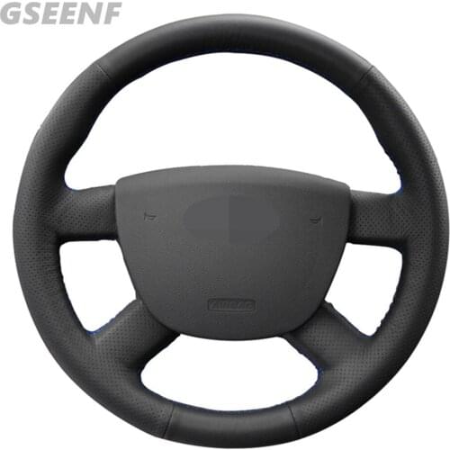 Car Steering Wheel Cover For Ford Kuga 2011-2008 Focus 2 2005-2011 C-MAX 2007-2010 Transit DIY Black Artificial Leather