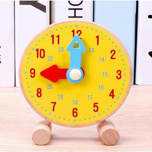 Wooden Teaching Clock Learn To Tell the Time Clock Toy for Kids Early Development