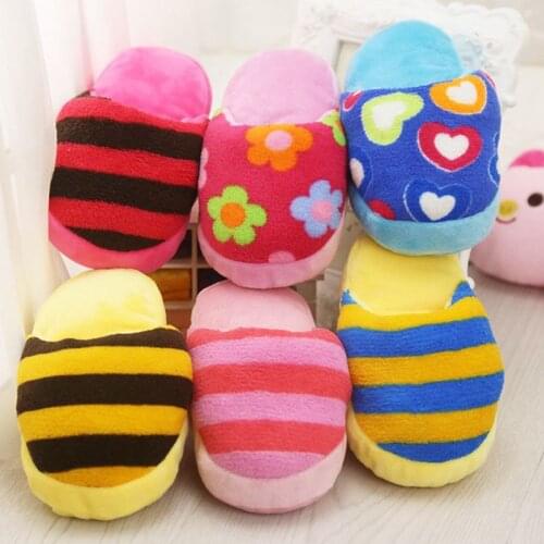 Pet Toys Squeaker Plush Slipper Shaped Puppy Dog Sound Chew Play Toys for Dog Cats Funny Dog Products