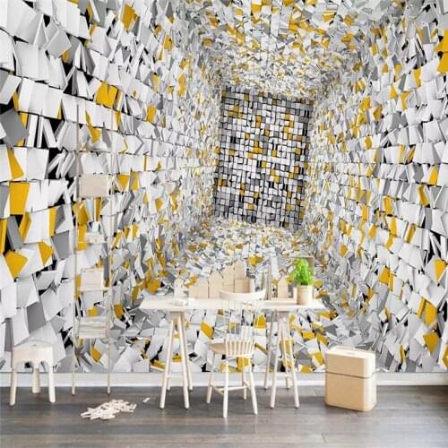 European modern 3D abstract three-dimensional box background wall professional custom mural wallpaper custom poster photo wall