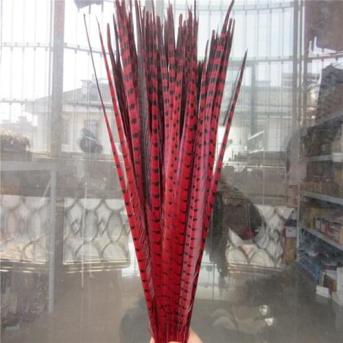 YY-tesco 50 Pcs/Lot Pheasant Tail Feathers 20-22inch 50-55CM jewelry Wedding Decorations Natural Dyed Red Pheasant Feather Plume
