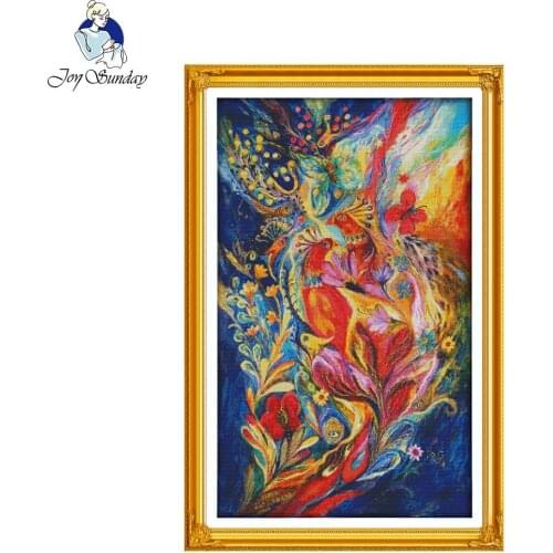 Joy sunday animal style Colorful peacocks counted cross stitch charts patterns kits embroidery craft gift for home decoration