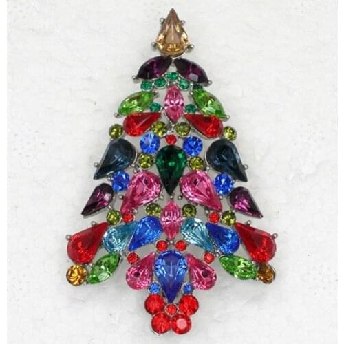 Colorful Marquise Rhinestone Christmas tree Pin brooches C552 E