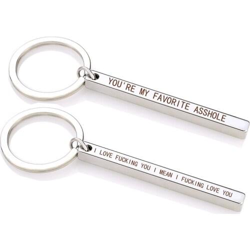 I Love You Letter Engraved Metal Keychain Car Key Rings Girlfriend Boyfriend Couples Keychains Valentines Days Gift